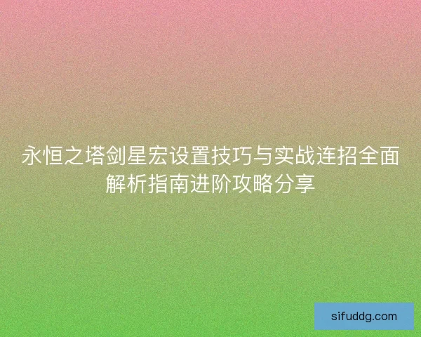 永恒之塔剑星宏设置技巧与实战连招全面解析指南进阶攻略分享