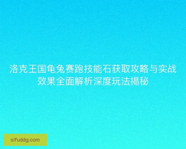 洛克王国龟兔赛跑技能石获取攻略与实战效果全面解析深度玩法揭秘